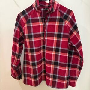 Eddie Bauer Women's Red and Black Plaid Pullover